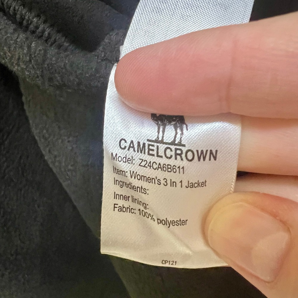 Camel Crown Womens 3 In 1 Jacket Black Waterproof Ski Fleece Winter XL - Picture 8 of 8